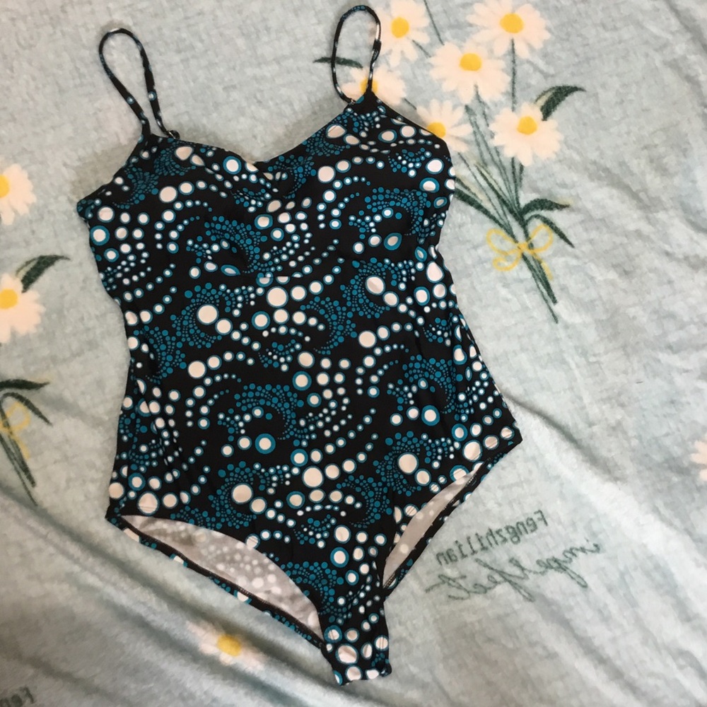 Classic One-Piece Swimsuit in Black and Teal - Women